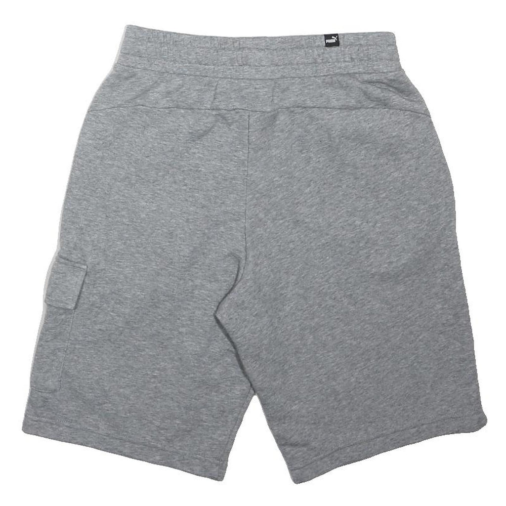 PUMA Mens Grey Sports Casual Cargo Shorts S W28 Elastic Waist Cotton Blend