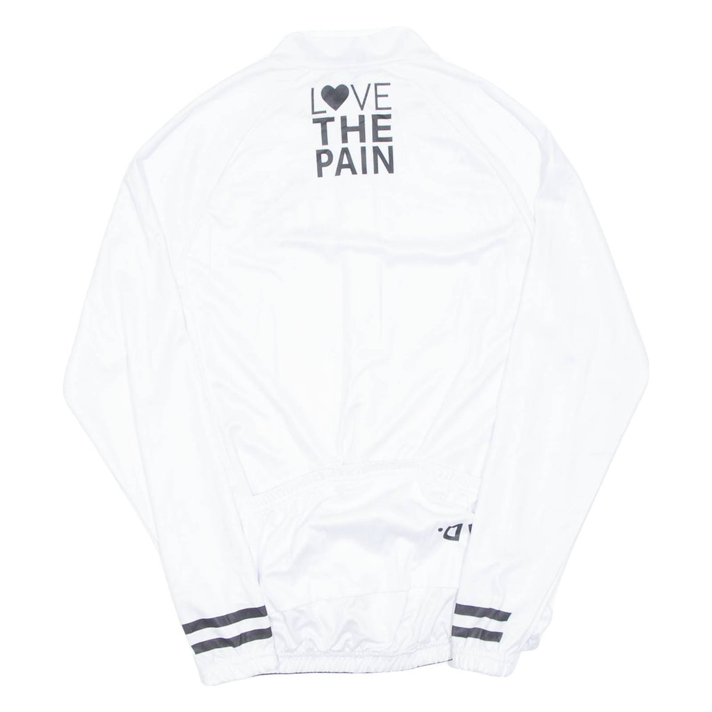 Cycling Mens Jersey White Long Sleeve 1/2 Zip S