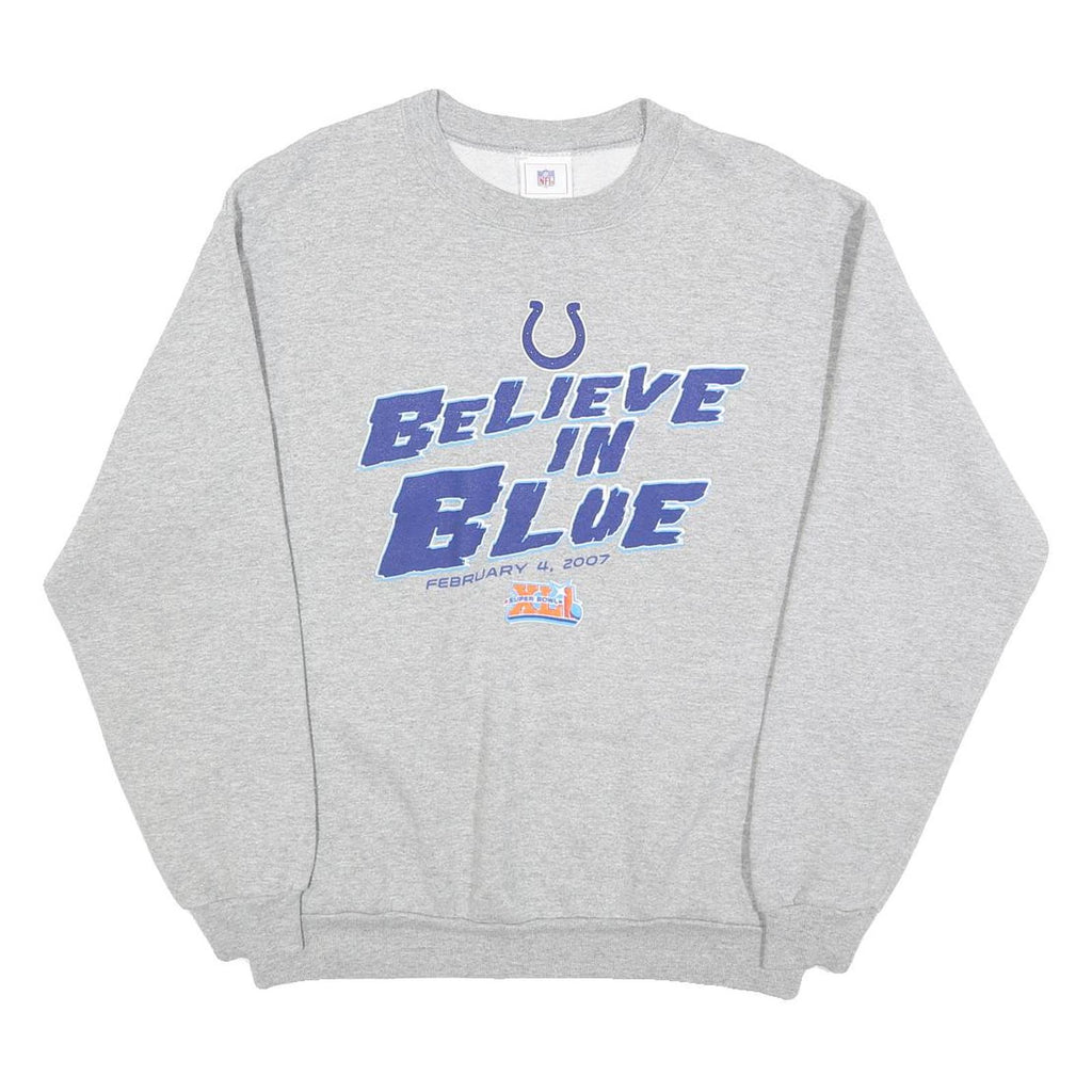 NFL Mens Grey Believe In Blue Crew Neck M American Football Sweatshirt