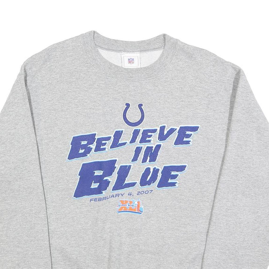 NFL Mens Grey Believe In Blue Crew Neck M American Football Sweatshirt