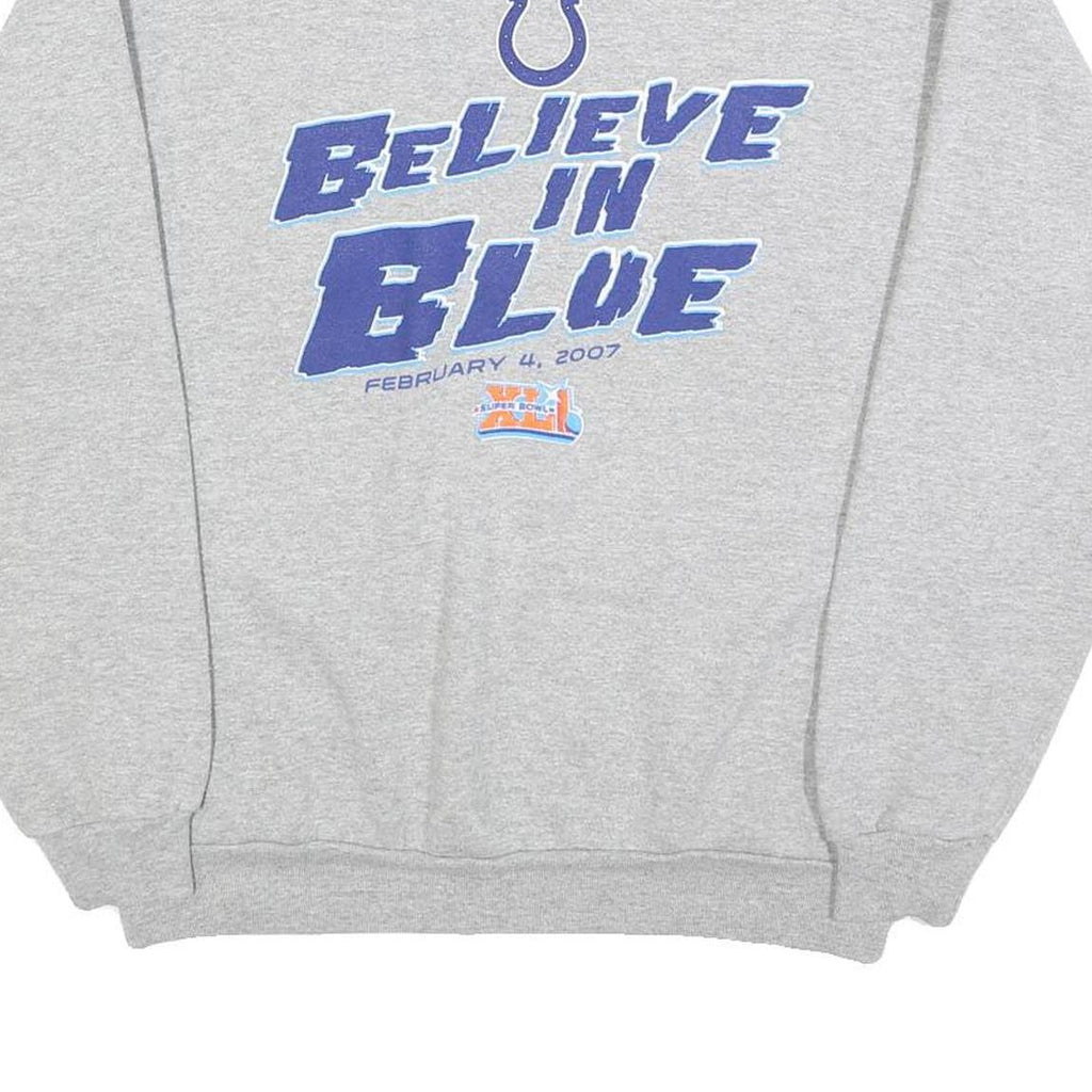 NFL Mens Grey Believe In Blue Crew Neck M American Football Sweatshirt