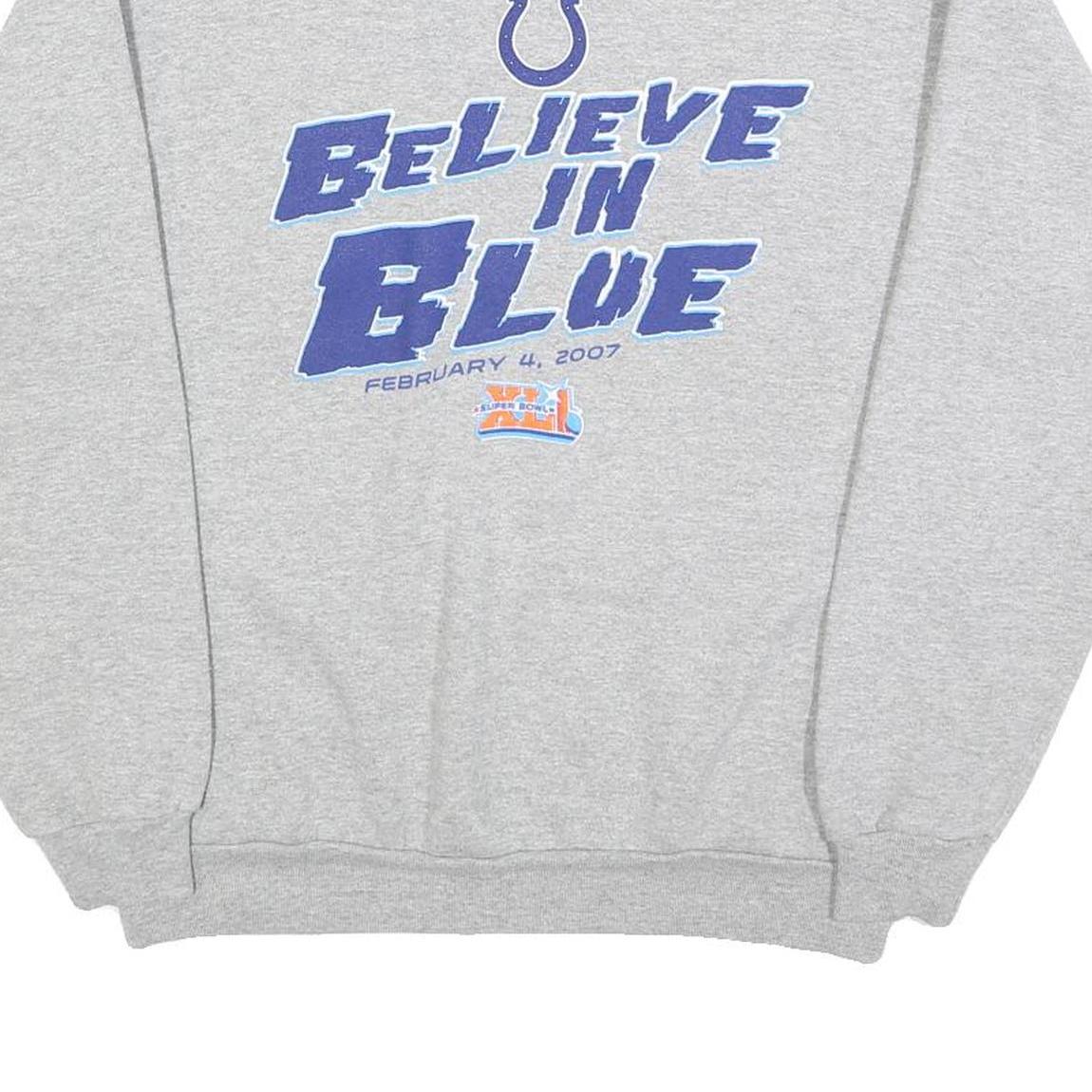 NFL Mens Grey Believe In Blue Crew Neck M American Football Sweatshirt