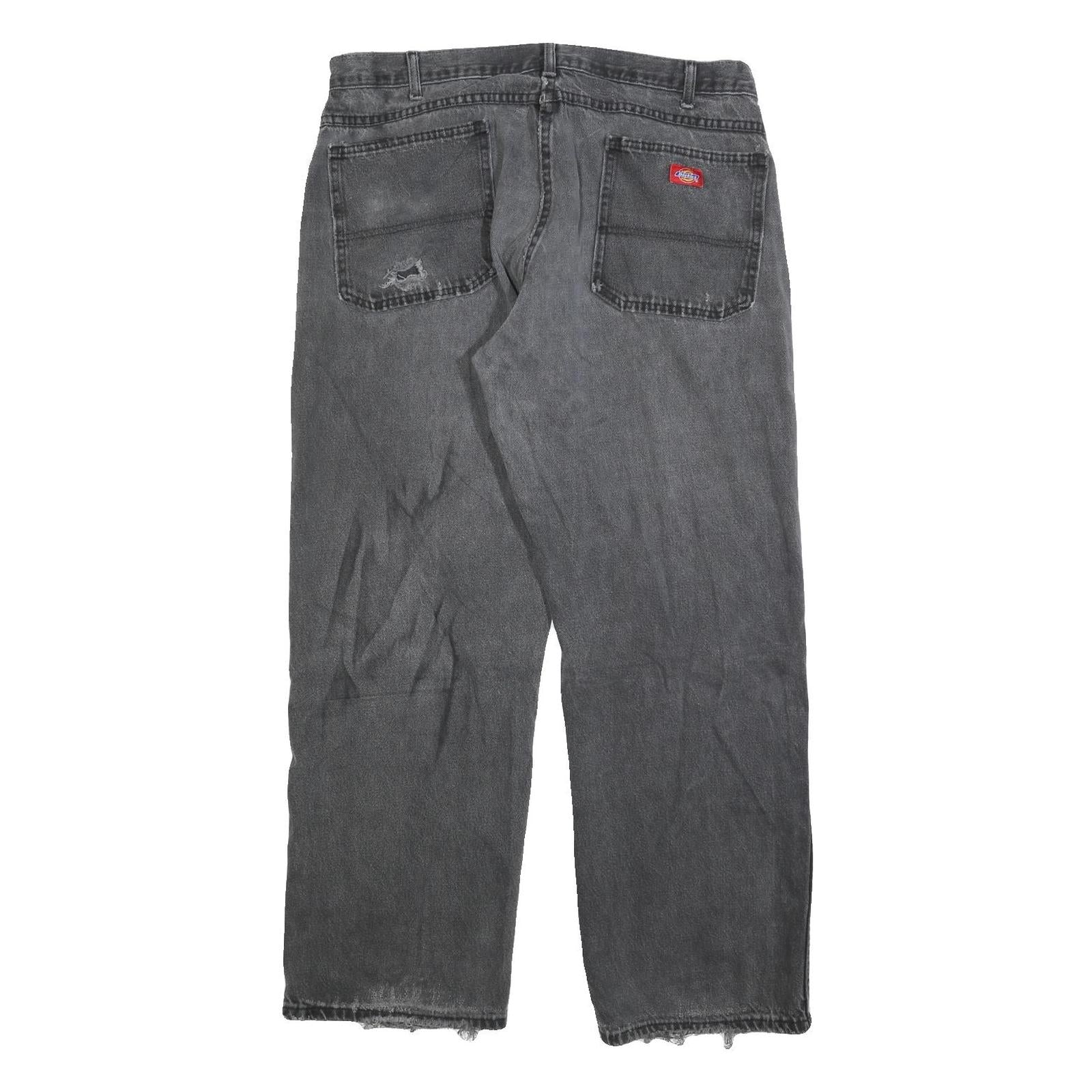 DICKIES Mens Regular Fit Grey Denim Jeans W38 L32 Casual Cotton Blend Zip