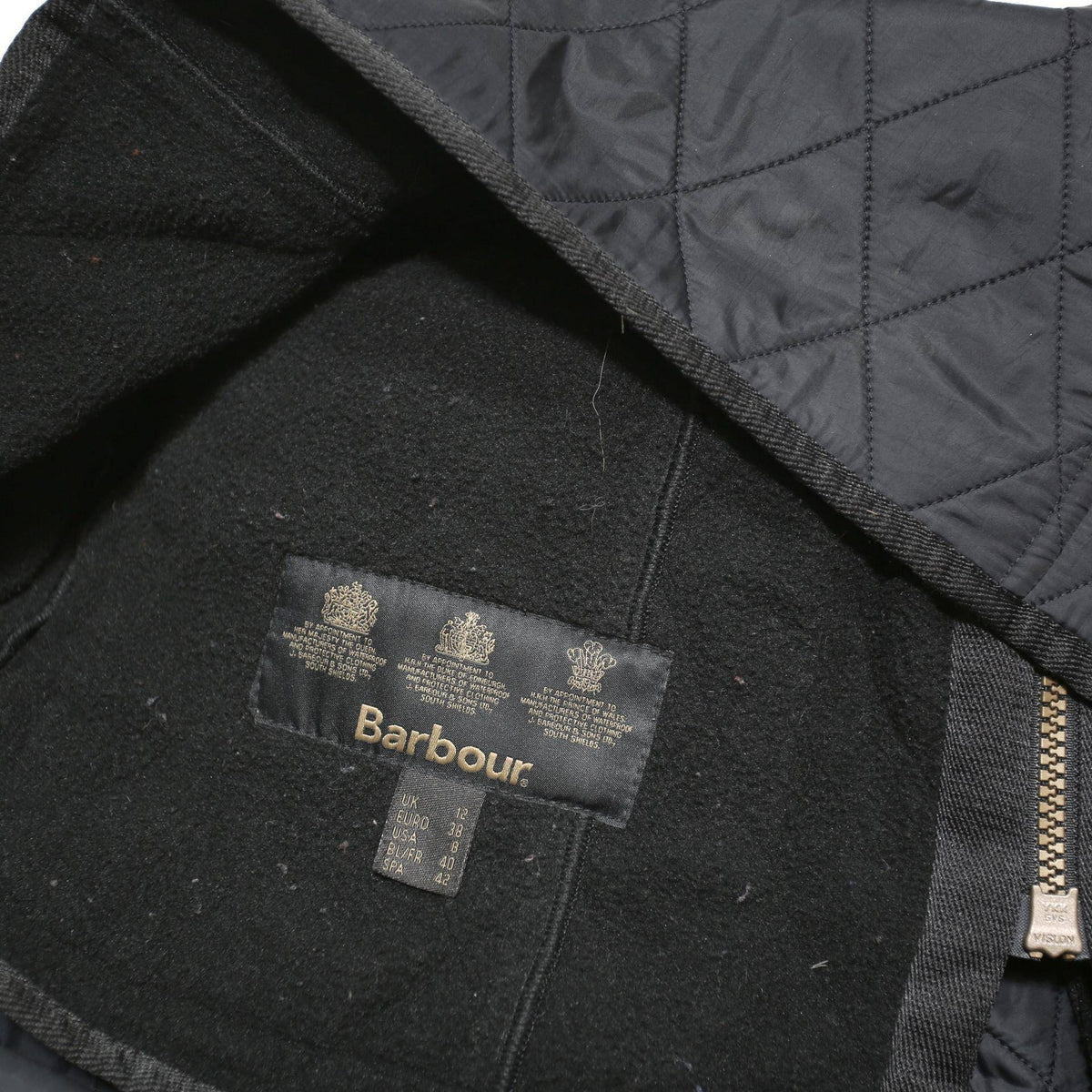 BARBOUR INTERNATIONAL Womens Black Quilted Jacket UK 12 Polyester Blend Zip