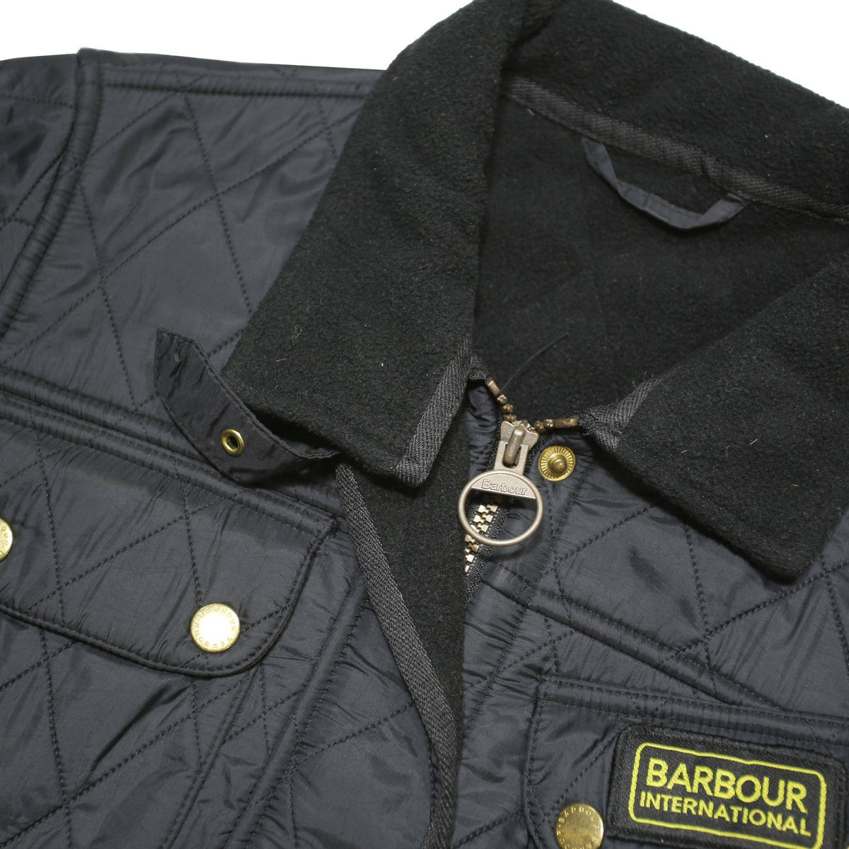 BARBOUR INTERNATIONAL Womens Black Quilted Jacket UK 12 Polyester Blend Zip