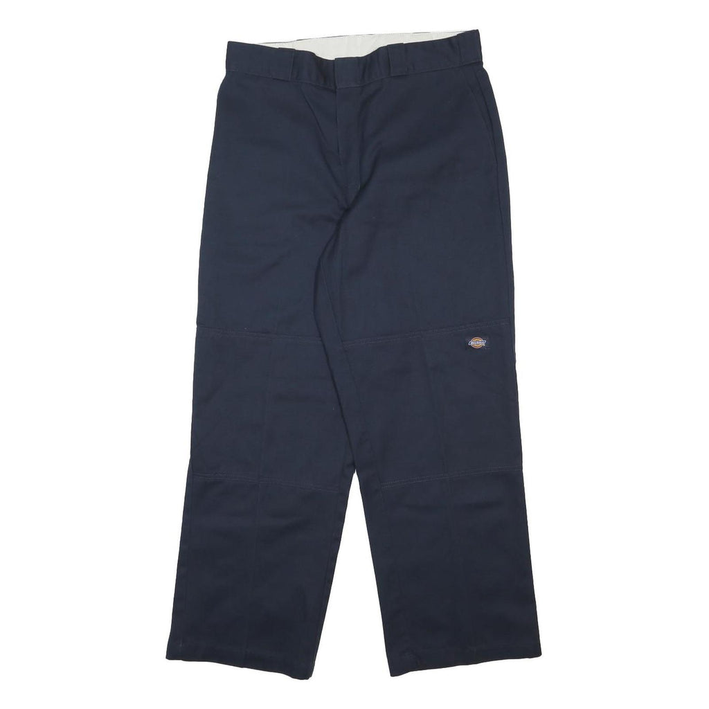 DICKIES Mens Relaxed Navy Blue Workwear Trousers W33 L30 Robust Zip Closure