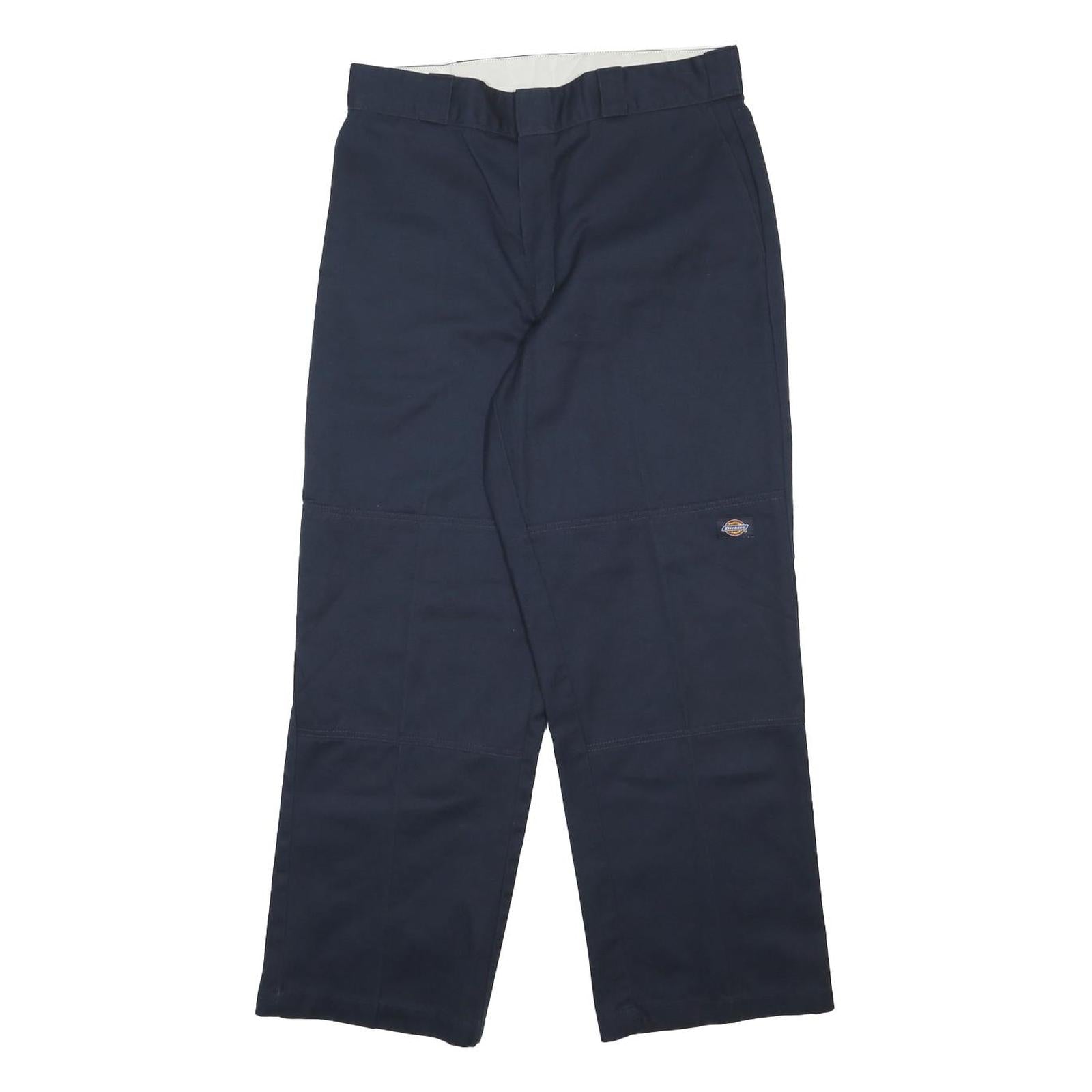 DICKIES Mens Relaxed Navy Blue Workwear Trousers W33 L30 Robust Zip Closure