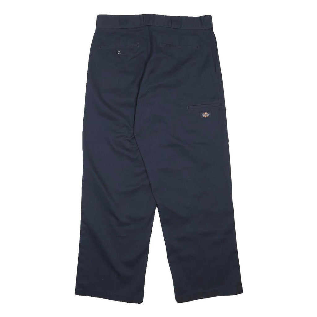 DICKIES Mens Relaxed Navy Blue Workwear Trousers W33 L30 Robust Zip Closure