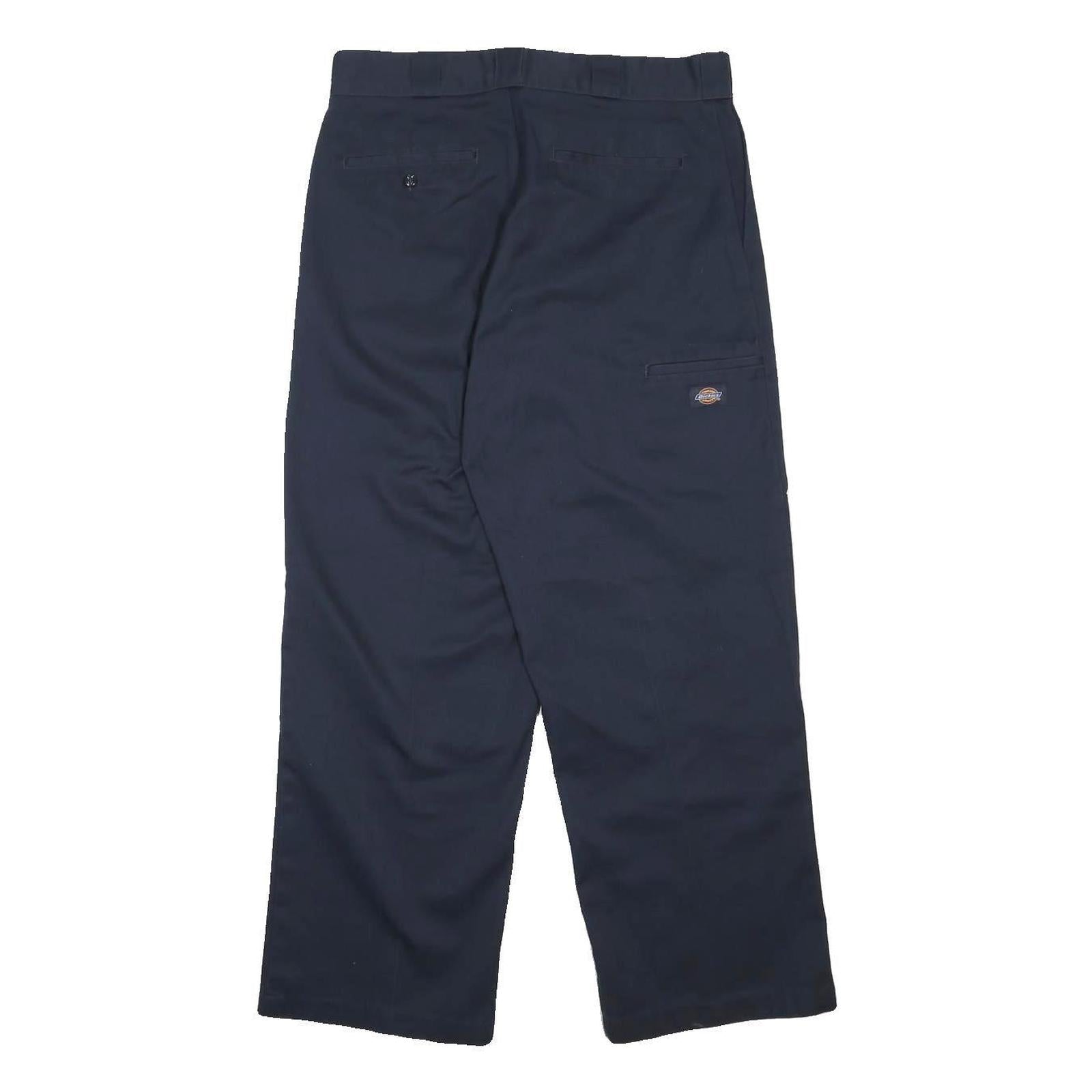 DICKIES Mens Relaxed Navy Blue Workwear Trousers W33 L30 Robust Zip Closure