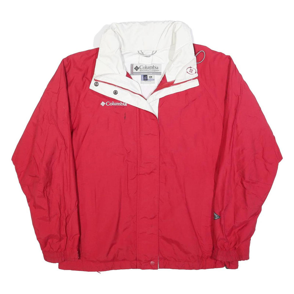 COLUMBIA Womens Red & White Outdoor Jacket XL Polyester Blend Zip Lightweight