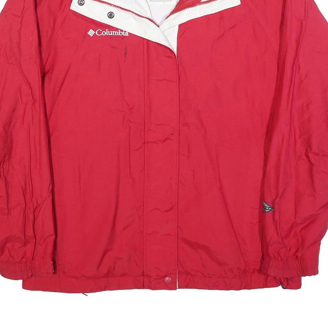 COLUMBIA Womens Red & White Outdoor Jacket XL Polyester Blend Zip Lightweight