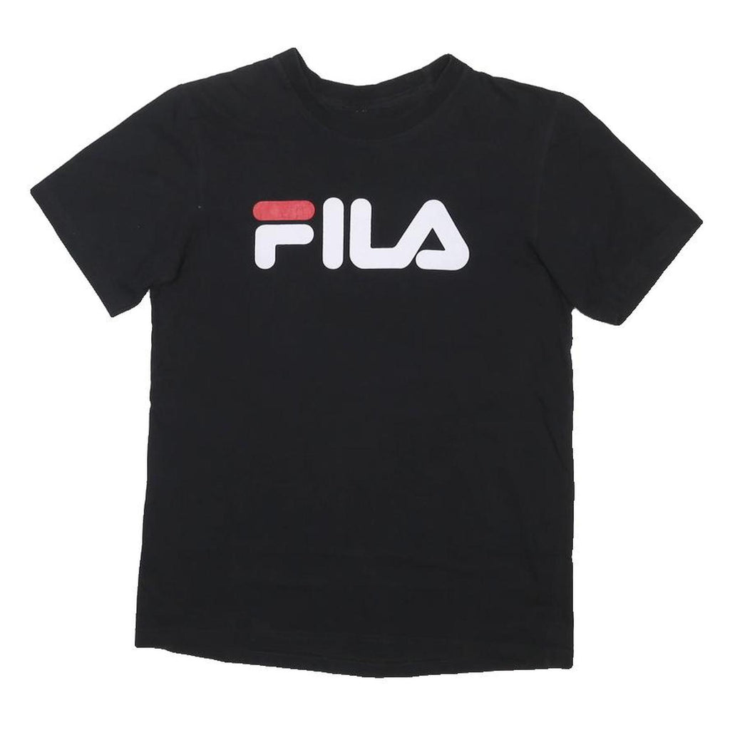 FILA Womens Black Graphic T-Shirt S Short Sleeve Crew Neck Cotton Blend