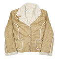 WINDRIVER Womens Beige & Cream Button Jacket M Polyester Sherpa Faux Suede