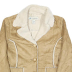 WINDRIVER Womens Beige & Cream Button Jacket M Polyester Sherpa Faux Suede