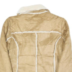 WINDRIVER Womens Beige & Cream Button Jacket M Polyester Sherpa Faux Suede
