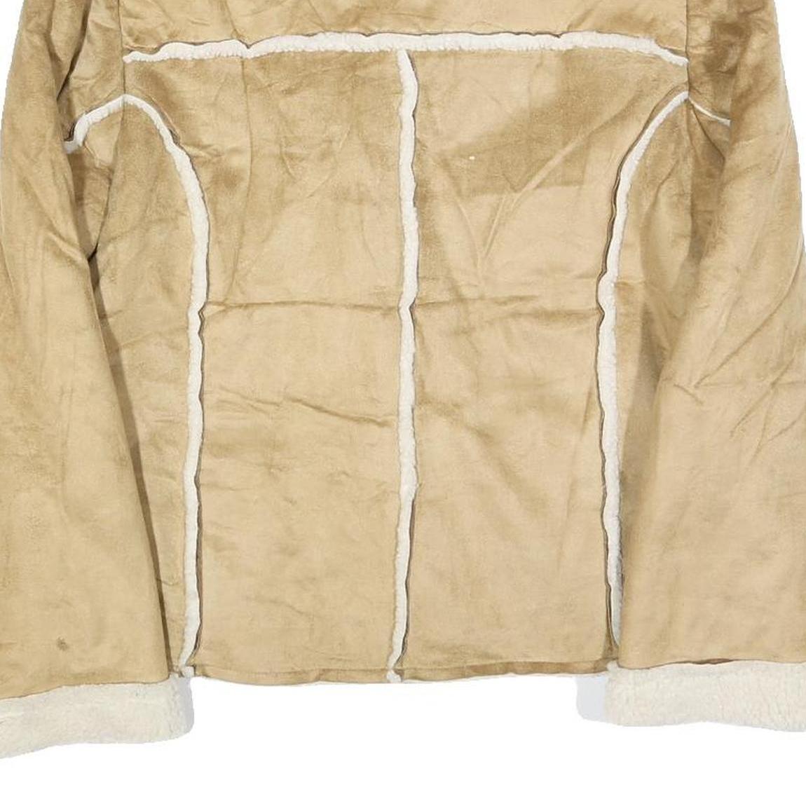 WINDRIVER Womens Beige & Cream Button Jacket M Polyester Sherpa Faux Suede