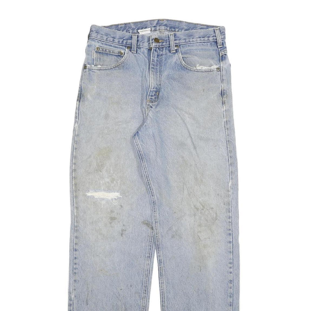CARHARTT Mens Regular Fit Straight Blue Denim Jeans W32 L34 Distressed Style