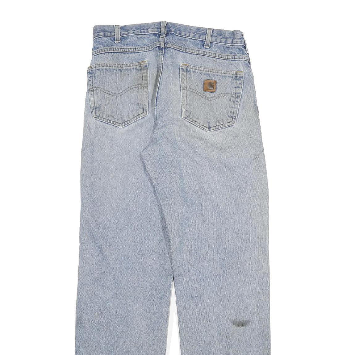 CARHARTT Mens Regular Fit Straight Blue Denim Jeans W32 L34 Distressed Style