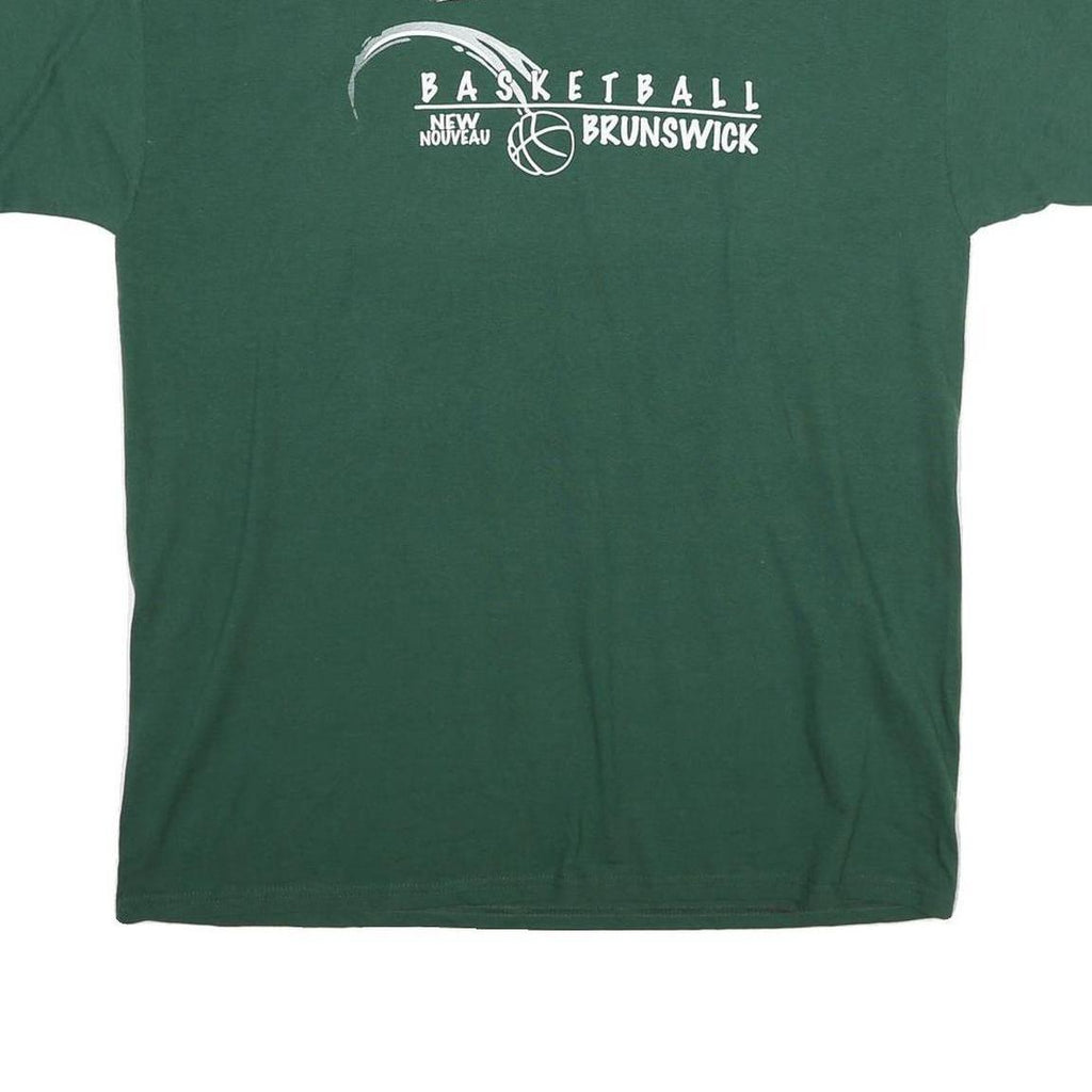 RUSSELL ATHLETIC Mens Green Basketball Graphic T-Shirt L Short Sleeve Crew Neck