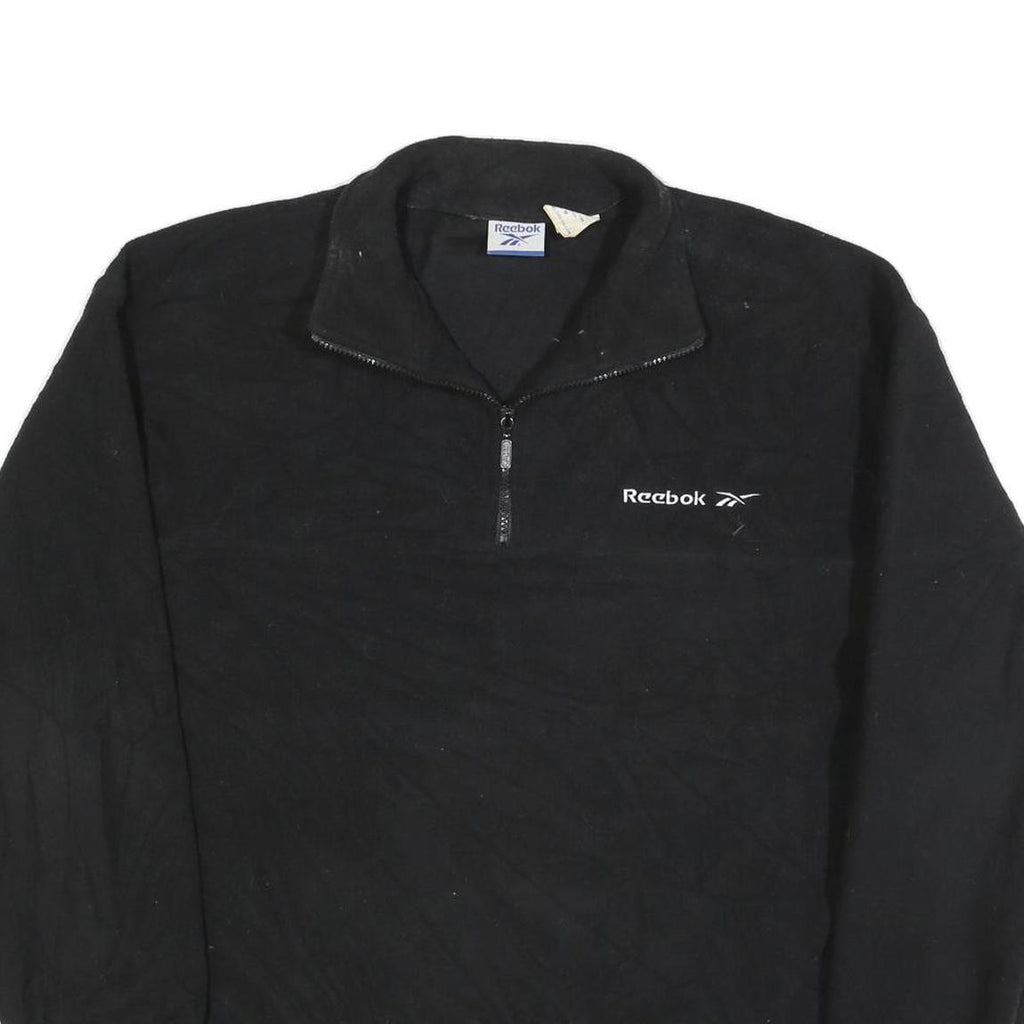 REEBOK Mens Black Plain Pullover Polyester Jumper M Sportswear Activewear