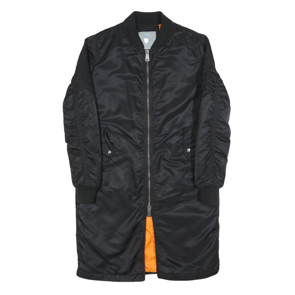 ALPHA INDUSTRIES Womens Black Long Sleeve Zip Up Polyester Jacket M Bomber