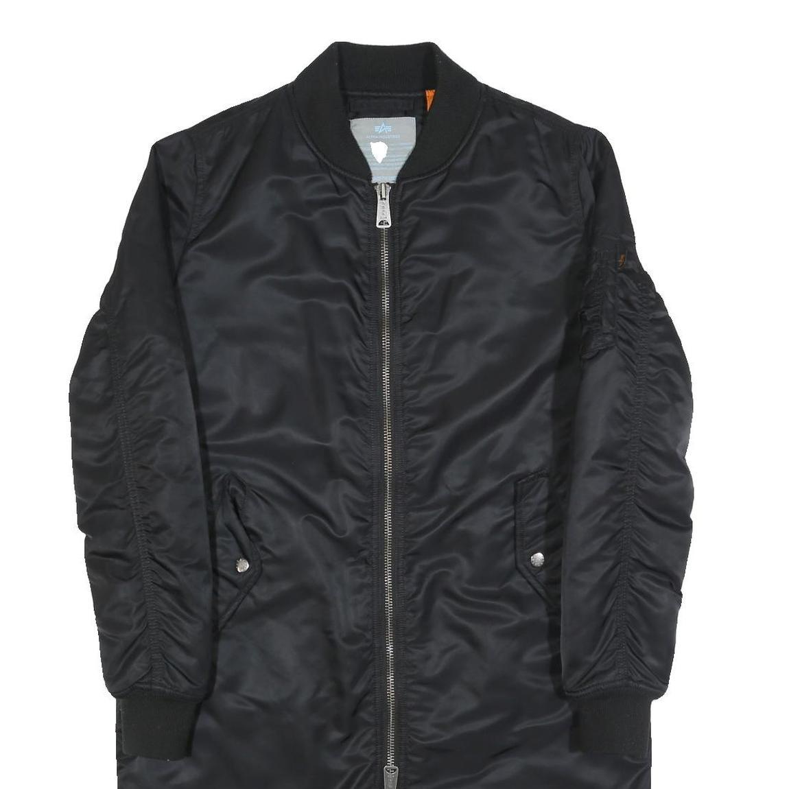 ALPHA INDUSTRIES Womens Black Long Sleeve Zip Up Polyester Jacket M Bomber