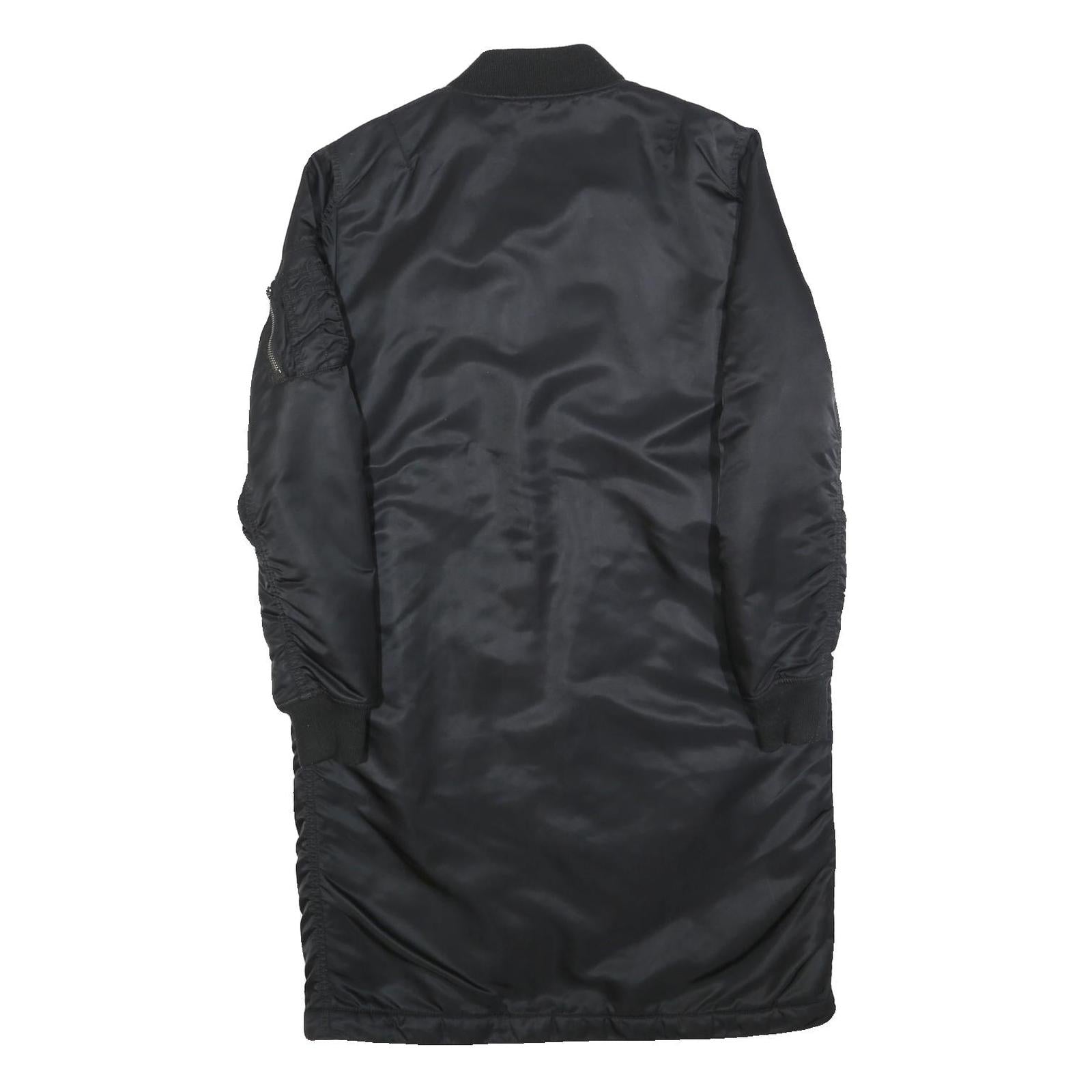 ALPHA INDUSTRIES Womens Black Long Sleeve Zip Up Polyester Jacket M Bomber