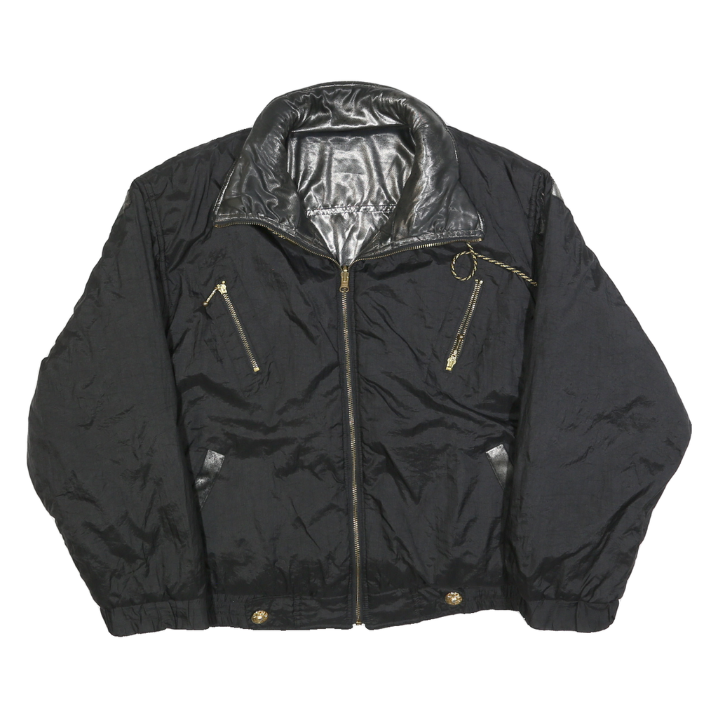 HOT SPICES Womens Black Reversible Zip Jacket L Polyester Blend Plain