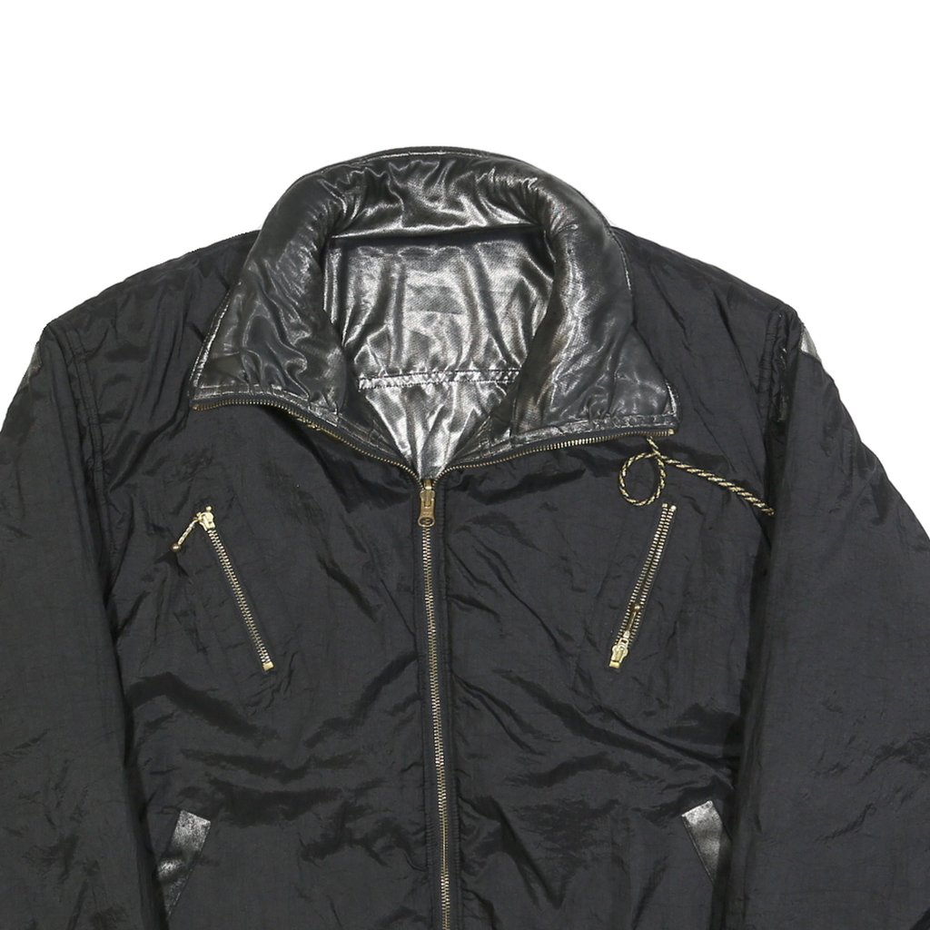 HOT SPICES Womens Black Reversible Zip Jacket L Polyester Blend Plain