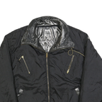 HOT SPICES Womens Black Reversible Zip Jacket L Polyester Blend Plain