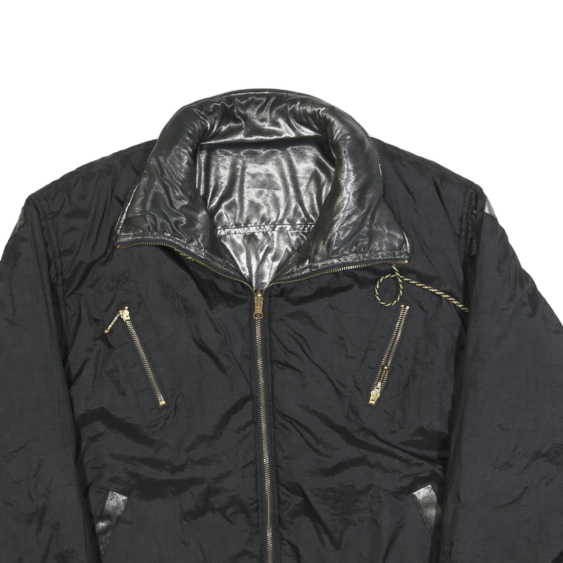 HOT SPICES Womens Black Reversible Zip Jacket L Polyester Blend Plain