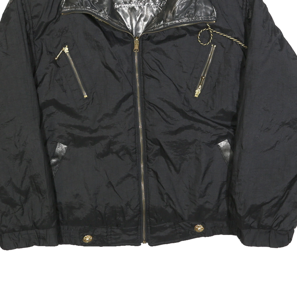 HOT SPICES Womens Black Reversible Zip Jacket L Polyester Blend Plain