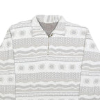 NEWPORT Womens White & Grey Patterned Collared Sweatshirt L Cotton Blend Long