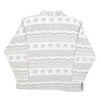 NEWPORT Womens White & Grey Patterned Collared Sweatshirt L Cotton Blend Long