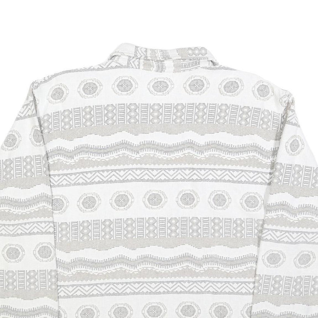 NEWPORT Womens White & Grey Patterned Collared Sweatshirt L Cotton Blend Long