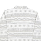 NEWPORT Womens White & Grey Patterned Collared Sweatshirt L Cotton Blend Long