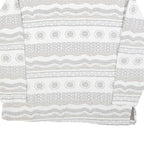 NEWPORT Womens White & Grey Patterned Collared Sweatshirt L Cotton Blend Long