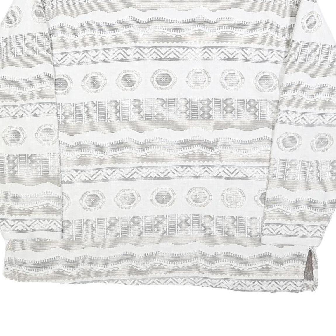 NEWPORT Womens White & Grey Patterned Collared Sweatshirt L Cotton Blend Long