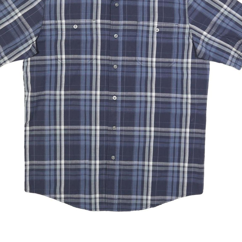WRANGLER Mens Blue & Grey Plaid Shirt M Cotton Blend Short Sleeve Casual