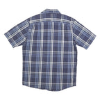 WRANGLER Mens Blue & Grey Plaid Shirt M Cotton Blend Short Sleeve Casual
