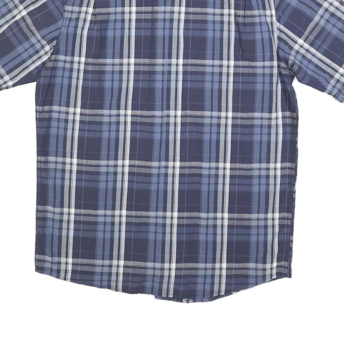 WRANGLER Mens Blue & Grey Plaid Shirt M Cotton Blend Short Sleeve Casual