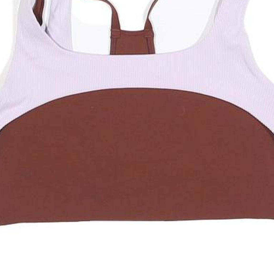 NIKE Womens Brown & White Sports Top Sleeveless Scoop Neck S Athletic Gym