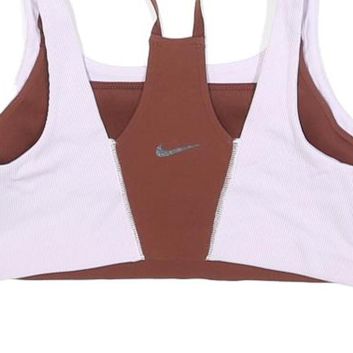 NIKE Womens Brown & White Sports Top Sleeveless Scoop Neck S Athletic Gym