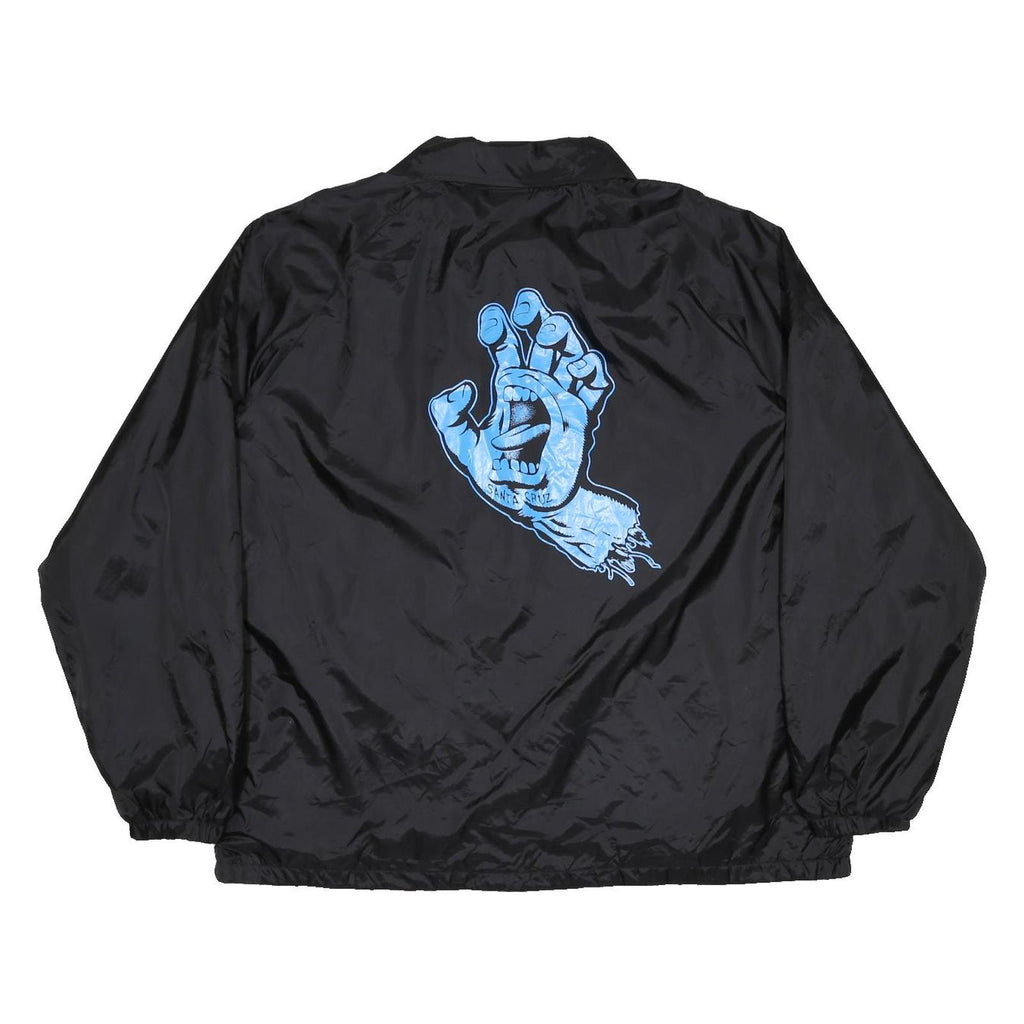 SANTA CRUZ Natas Screaming Panther Mens Black XL Nylon Coach Jacket Blue Logo