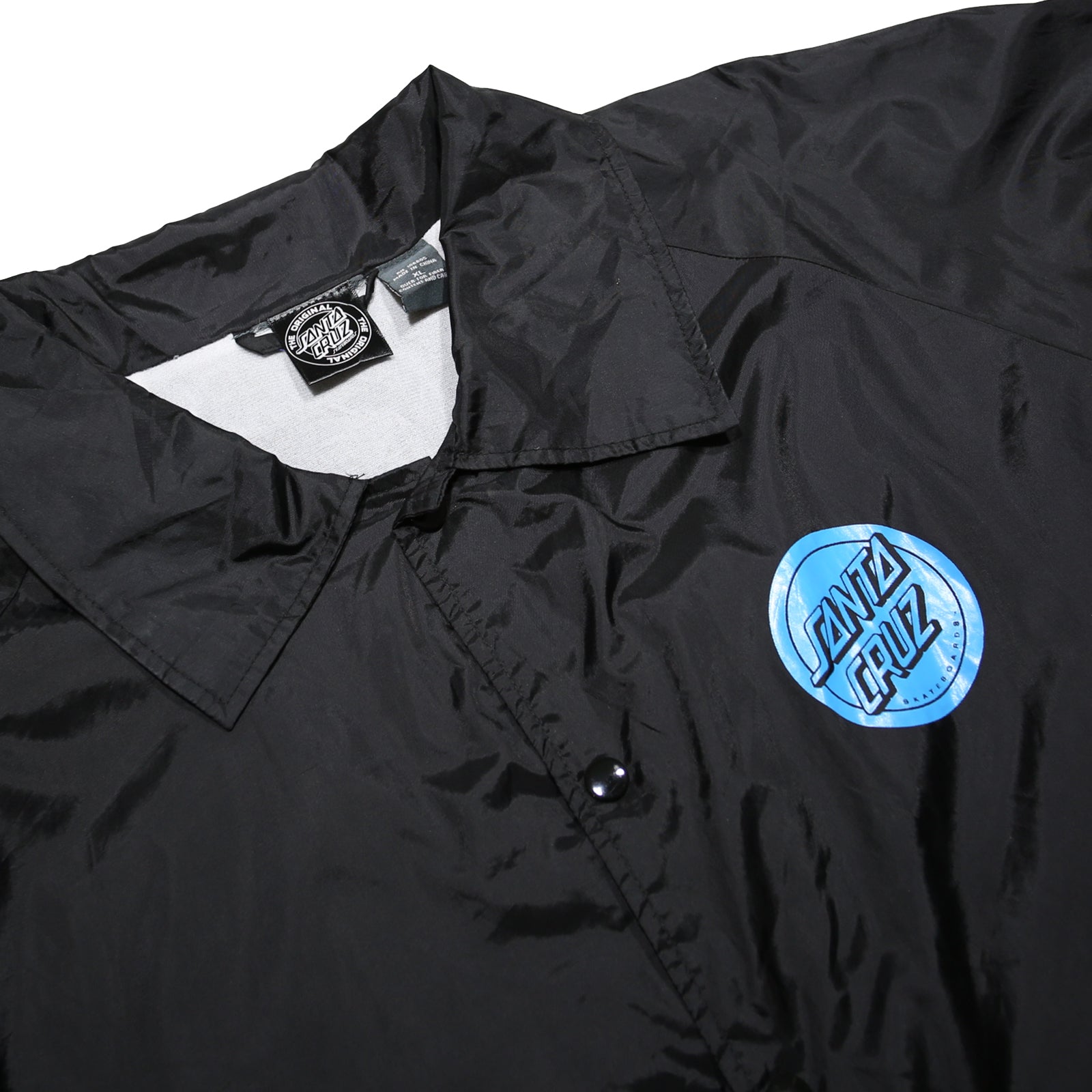 SANTA CRUZ Natas Screaming Panther Mens Black XL Nylon Coach Jacket Blue Logo
