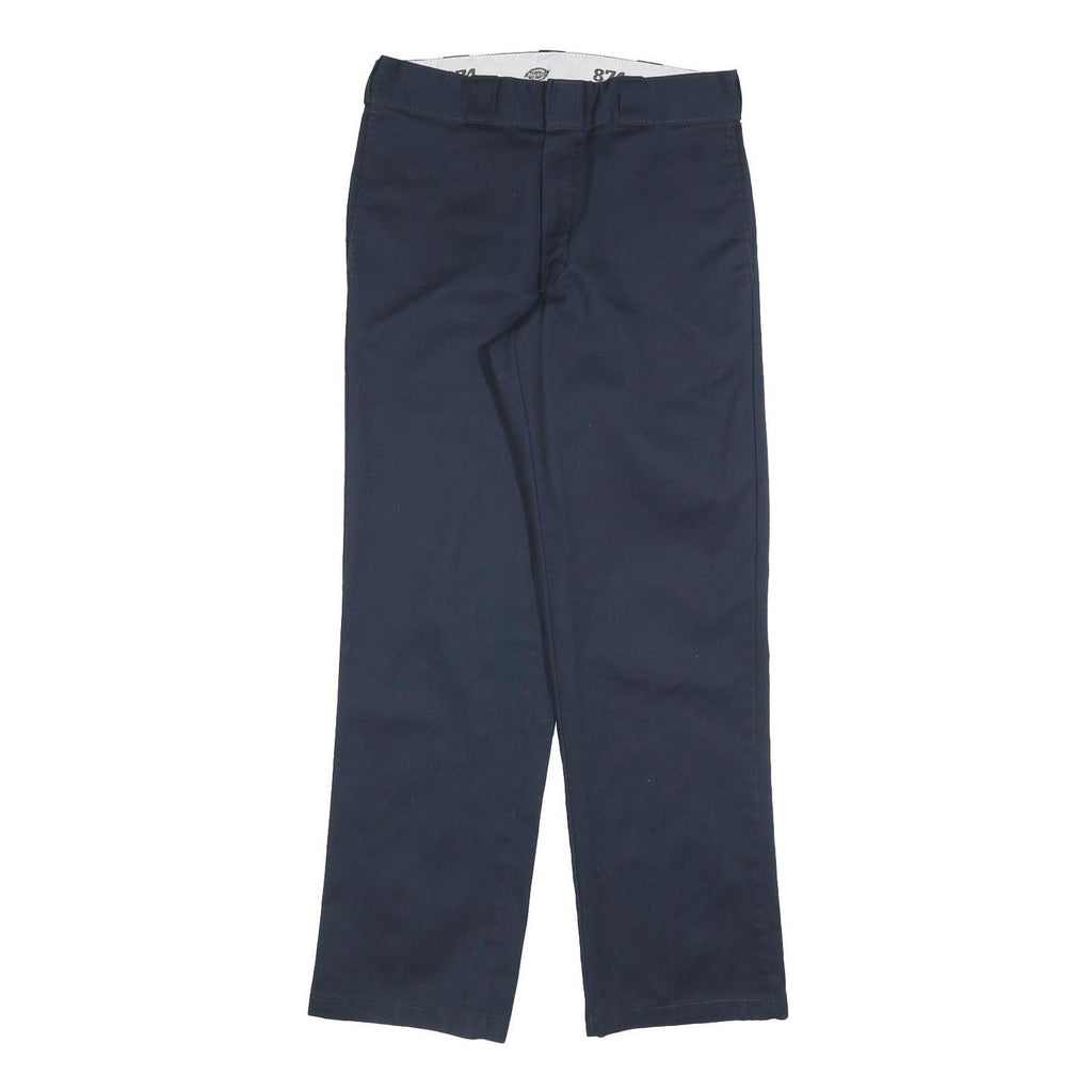 DICKIES Mens Cotton Navy Regular Straight Trousers W32 L32 Workwear Zip Closure