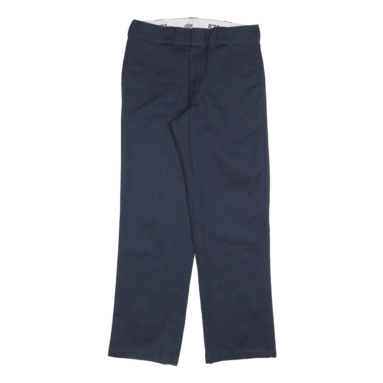 DICKIES Mens Cotton Navy Regular Straight Trousers W32 L32 Workwear Zip Closure
