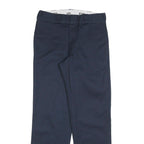 DICKIES Mens Cotton Navy Regular Straight Trousers W32 L32 Workwear Zip Closure