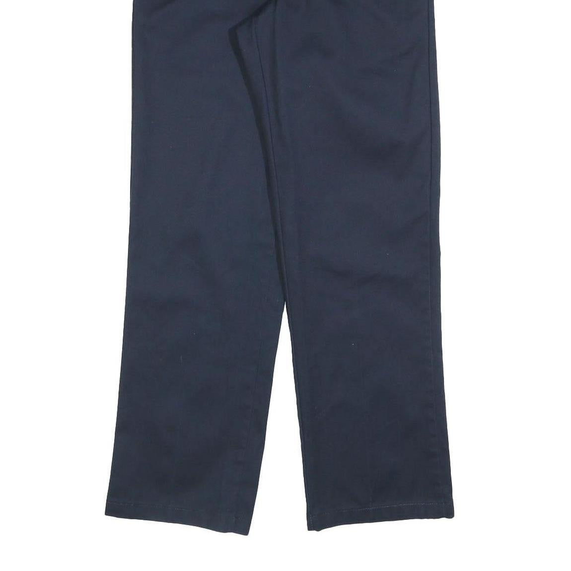 DICKIES Mens Cotton Navy Regular Straight Trousers W32 L32 Workwear Zip Closure