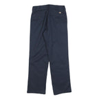DICKIES Mens Cotton Navy Regular Straight Trousers W32 L32 Workwear Zip Closure